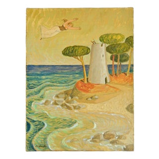 Alberto Gallerati, Greetings from Afar, Oil Painting, 1970s For Sale