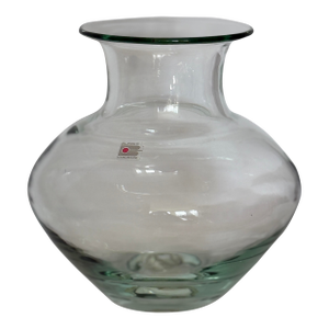 Retro, Gorgeous, Large Blenko Heavy Clear Art Glass Vase 9.25” With Original Label