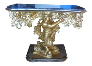 19th Century Italian Venetian Gold Gilt Saytr Console Table
