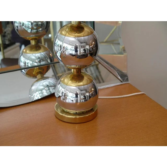 Paul Evans Paul Evans Style Chrome and Brass Table Lamp For Sale - Image 4 of 4