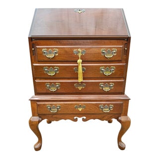 1980s Ethan Allen Style Cherry Queen Anne Secretary Desk For Sale