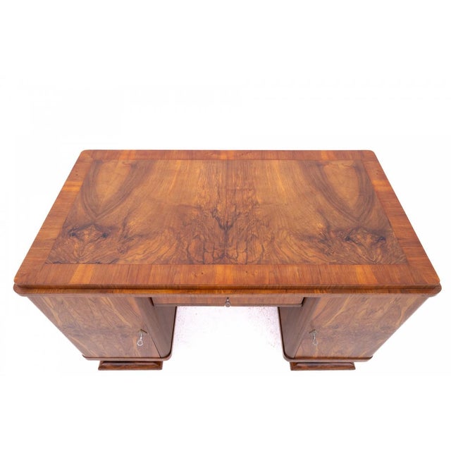 Brown Small Art Deco Desk, Poland, 1920s For Sale - Image 8 of 12