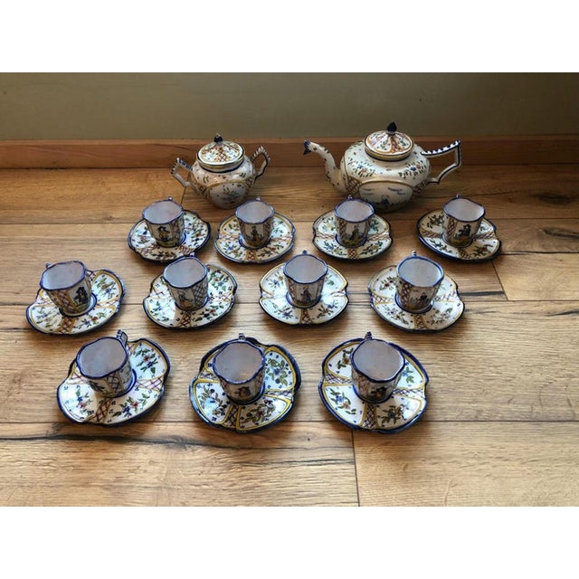 Antique Coffee Set from Henriot Quimper Faience, 1890s-1910s, Set of 24 For Sale - Image 4 of 18