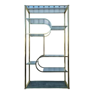 Mid Century Modern Hollywood Regency Brass Etagere in the Milo Baughman Manner. Circa 1970s For Sale