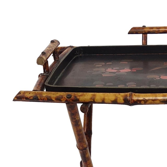 20th Century Oriental Tray Table on a Bamboo Stand For Sale - Image 5 of 9