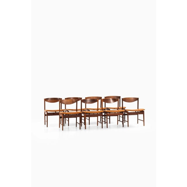Rare set of 8 dining chairs designed by Ib Kofod-Larsen. Produced by Seffle Möbelfabrik in Sweden. I have official proof...