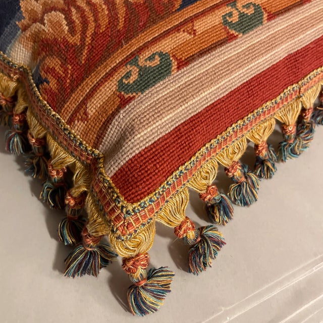 Mid 20th Century Aubusson Tapestry Pillow For Sale - Image 4 of 5
