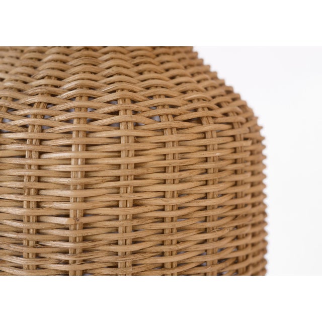 1970s Vintage Boho Wicker Rattan Pedestal Plant Stand For Sale - Image 5 of 12