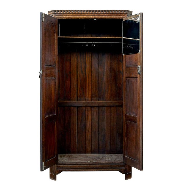 Gothic Revival Oak Wardrobe, 1970s For Sale - Image 6 of 8