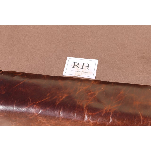 Vintage Restoration Hardware Distressed Brown Leather Three-Seat Sofa | Rh Club Sofa For Sale - Image 18 of 18