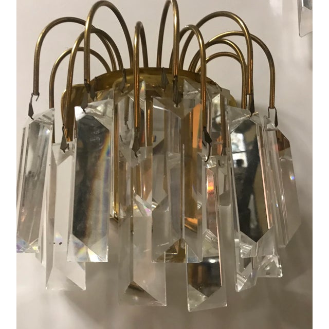 1970s Vintage Italian Crystal Prism Sconces, Set of 2 For Sale - Image 5 of 6