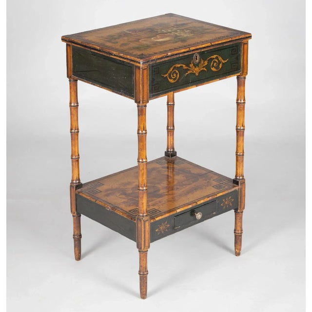 Regency Faux Bamboo Painted Side Table For Sale - Image 4 of 13