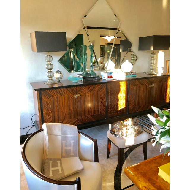 Glass Art Deco Table Lamps -- Pair of 1930s Art Deco Handblown Ribbed & Smoked Glass Table Lamps With Brass Fittings For Sale - Image 7 of 8