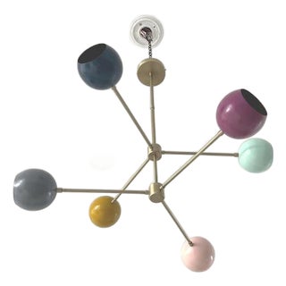 Multi Color 6 Arm Brass Sputnik Chandelier | Mid Century Modern Pendant Light For Sale
