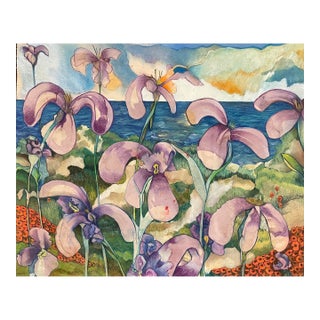 1999 Irises Watercolor by Randy Ballano For Sale