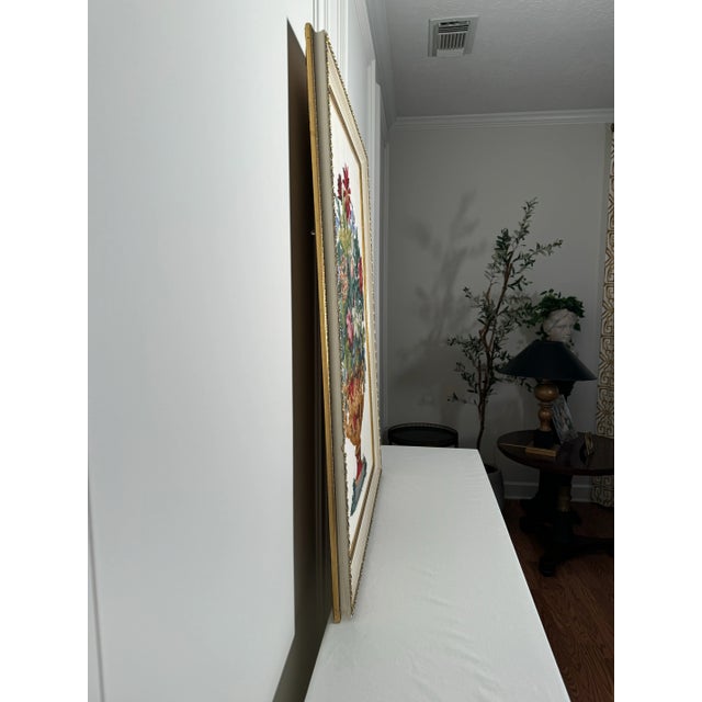 Vintage Monumental French Provincial Floral Textile Art, Multi-Color For Sale - Image 11 of 12