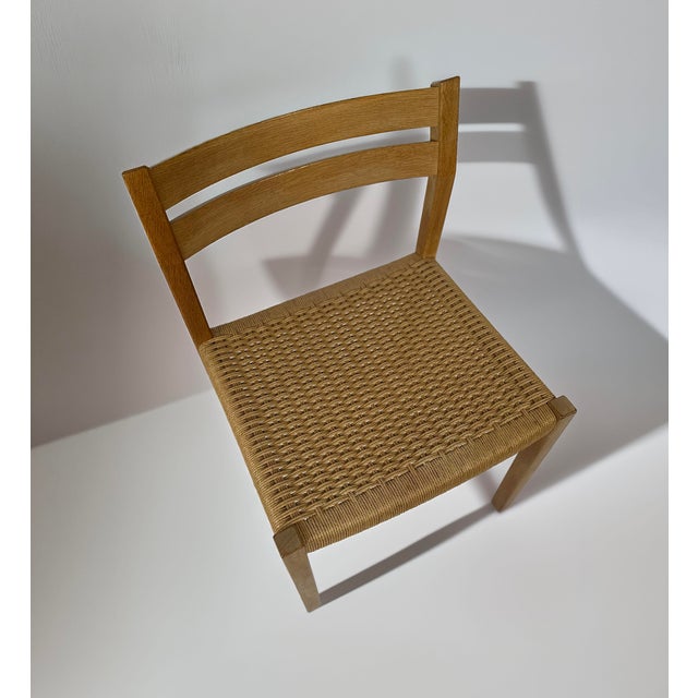 Danish Model 401 Dining Chairs in Oak with Papercord Seats by J.H. Møller for J.L. Møllers, Denmark, 1970s, Set of 4 For Sale - Image 4 of 11