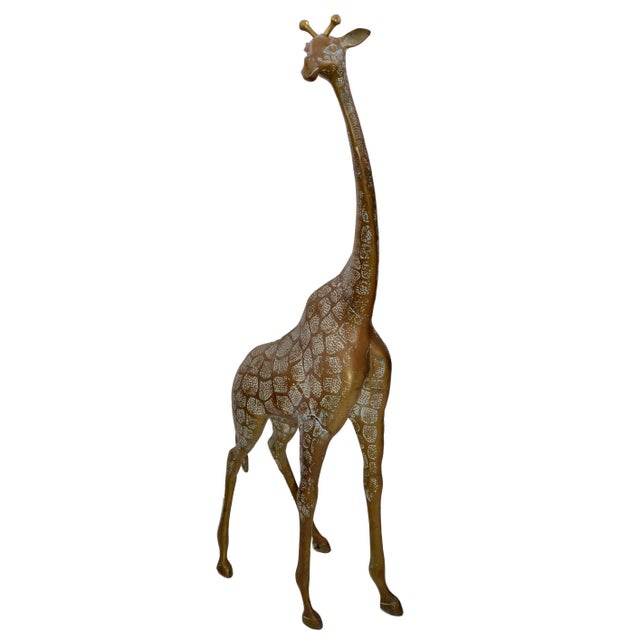 Monumental Mid-Century Modern Hammered Brass & Bronze Giraffe, Animal Sculpture For Sale - Image 13 of 13
