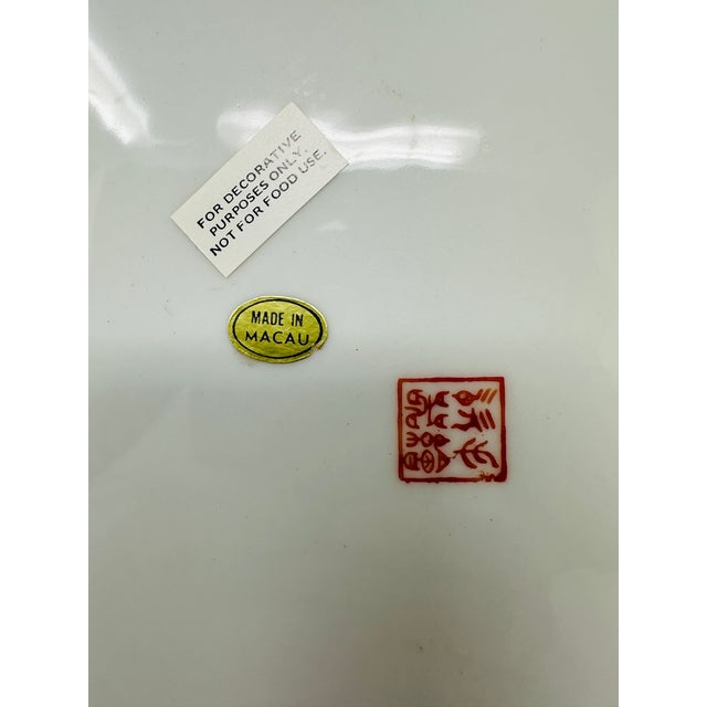 Large 12.5" Chinoiserie Blue & White Porcelain Charger - Hand-Painted "Children at Play" Motif - Vintage 1980s Macau Export Art For Sale - Image 9 of 9