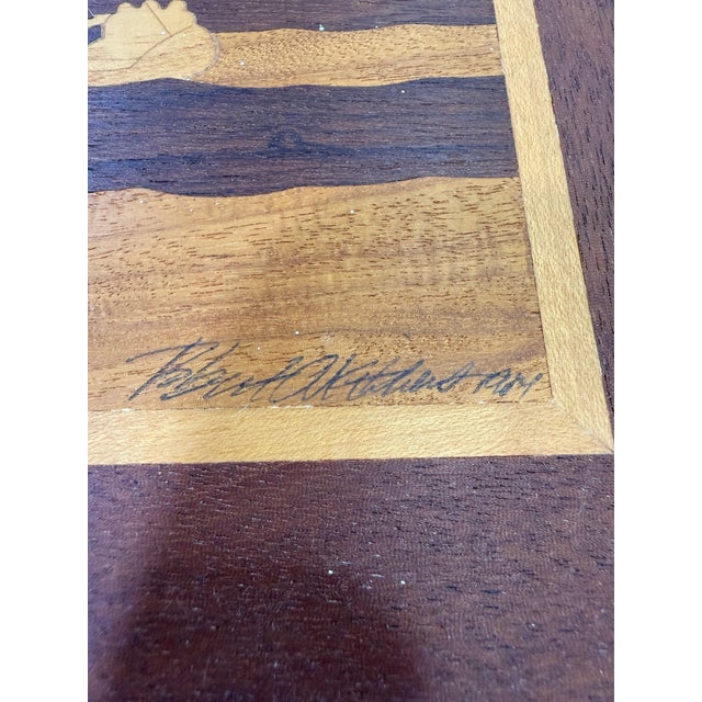 Art Deco 1970s Hudson River Inlay Marquetry Art 15.25" X 12" Sailboat - Signed Jeff Nelson For Sale - Image 3 of 3