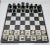 Metal Regency Italian Renzo Romagnoli Leather and Chrome Black and Cream Chess Set For Sale - Image 7 of 12