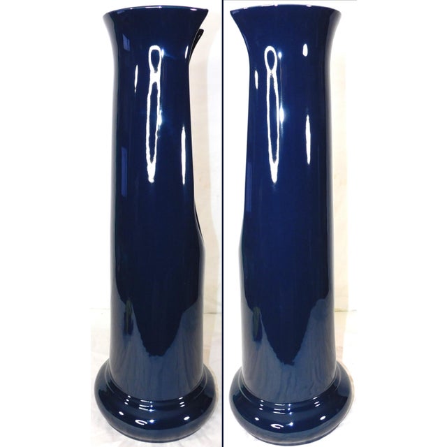 1999 Vintage Kohler Revival Dark Navy Blue Vitreous China Pedestal Sink With Kohler Faucet For Sale - Image 16 of 18