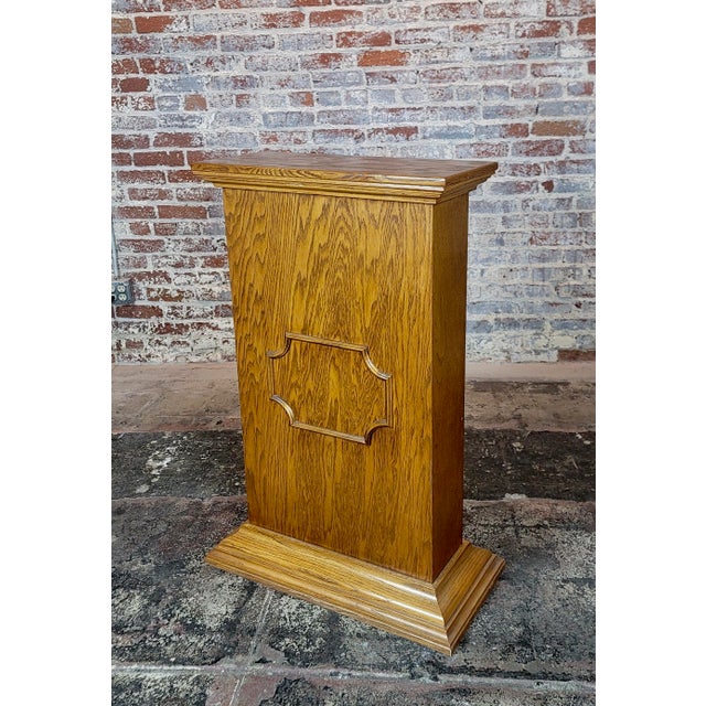 American 1930s Carved Oaks Stand - 4 Feet Tall For Sale - Image 3 of 8