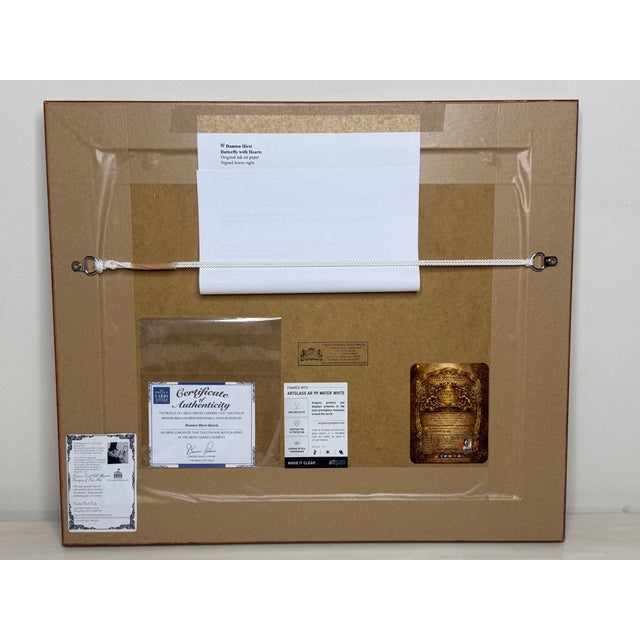 Butterfly With Hearts – Signed Original Ink Drawing on Paper by Damien Hirst Framed Circa 21st Century For Sale - Image 17 of 18