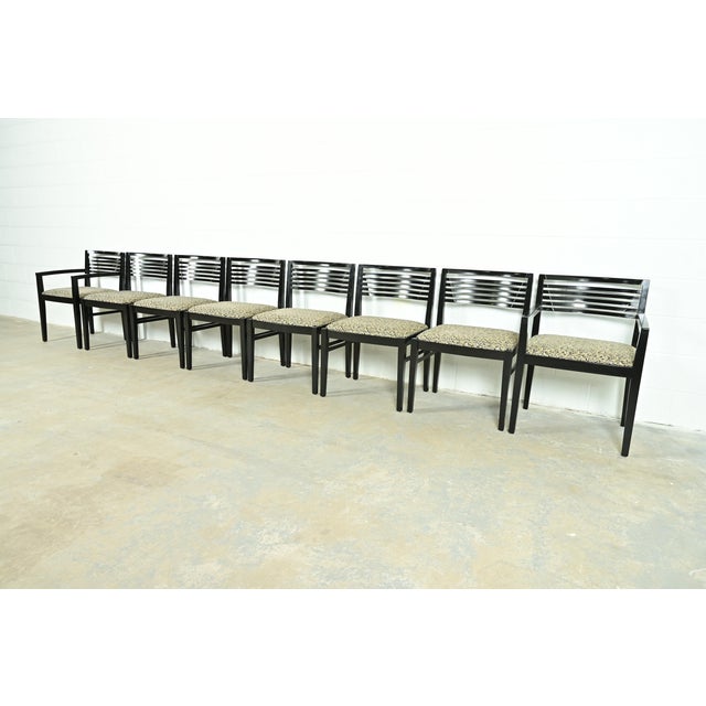 Knoll Postmodern Black Lacquered Ricchio Dining Chairs, Set of Eight For Sale - Image 15 of 15