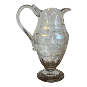 Large Antique Early 19th Century George III Anglo Irish Cut Crystal Glass Wine Ewer or Water Pitcher