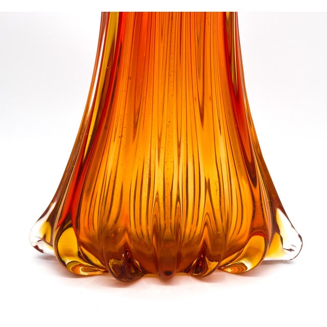 Orange Vintage Amberina Hand Blown Glass Vase For Sale - Image 8 of 10