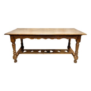 Antique Hand Cut Rustic Farm Work Table Console For Sale