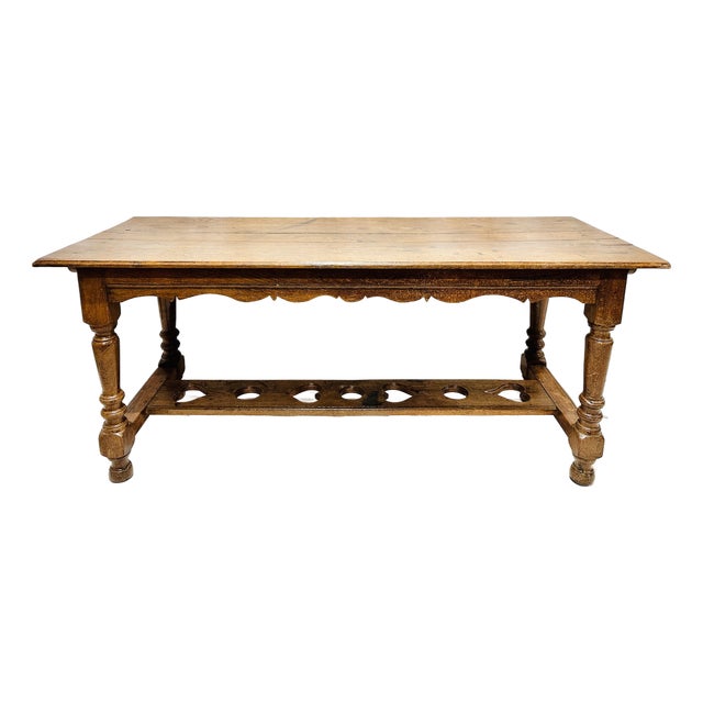 Antique Hand Cut Rustic Farm Work Table Console For Sale