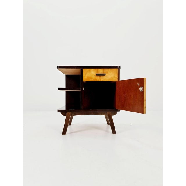 Brown Mid-Century German Beech and Walnut Nightstand from WK Möbel, 1960s For Sale - Image 8 of 10