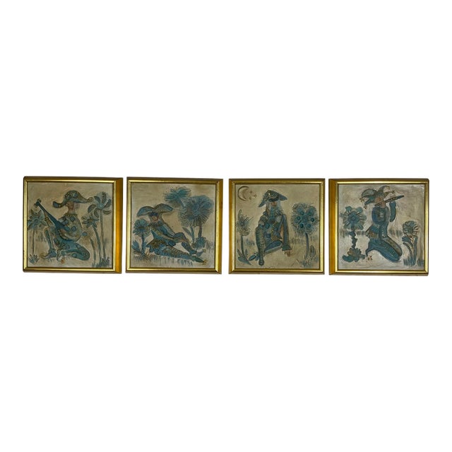 1970s Vintage Carnival of Venice Hanging Tiles - Set of 4 For Sale