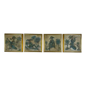 1970s Vintage Carnival of Venice Hanging Tiles - Set of 4