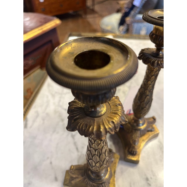Traditional 19th Century French Empire Candlesticks- a Pair For Sale - Image 3 of 5