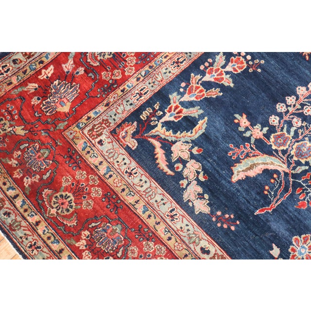 Early 20th Century Antique Zabihi Collection Navy Blue Persian Sarouk Rug - 8'9" x 10'11" For Sale - Image 5 of 12