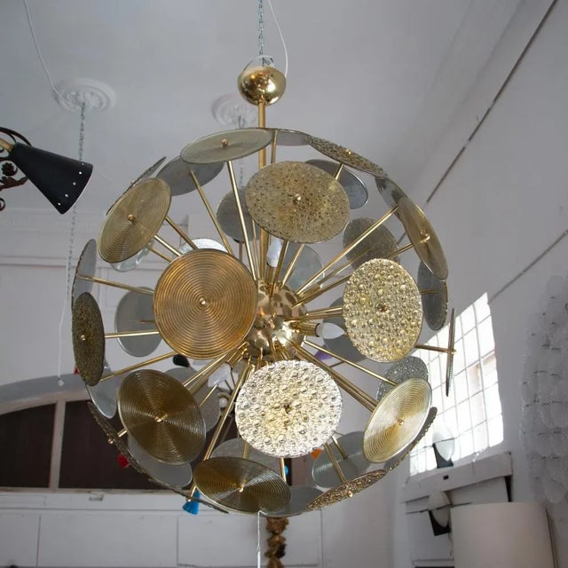 Sputnik Style Ceiling Lamp with Murano Glass Discs For Sale - Image 6 of 8
