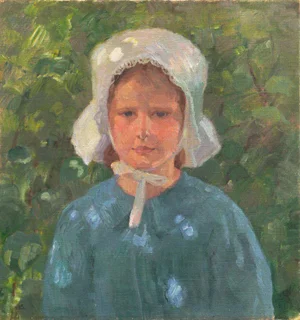 'Portrait of a 'Young Girl' by Henrik Schouboe, 1915, Paris, Italy, Academy of Fine Arts, Charlottenborg Museum