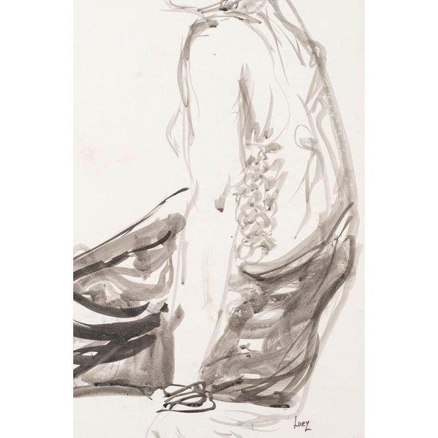 Evelyne Luez, Seated African Woman, 20th Century, Watercolor on Paper For Sale - Image 4 of 7