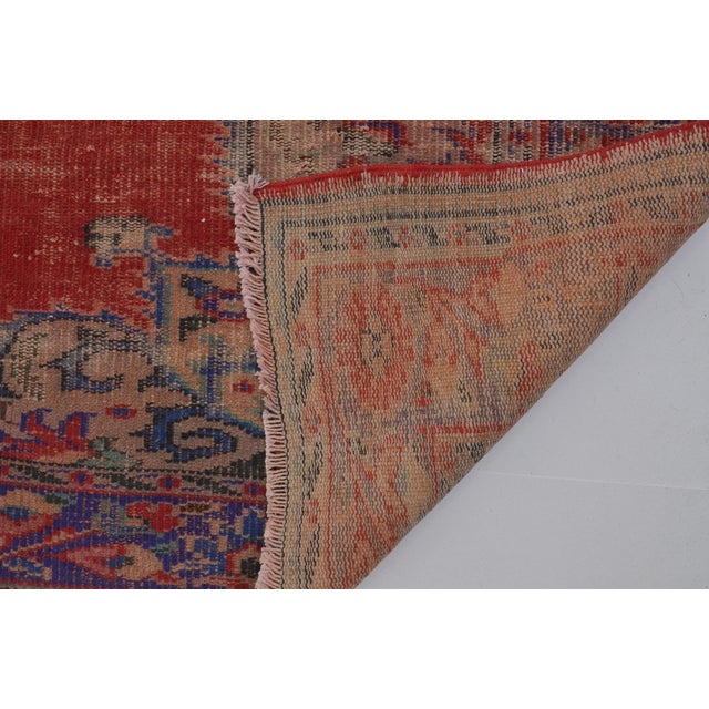 Vintage Red Oushak Area Carpet For Sale - Image 9 of 10