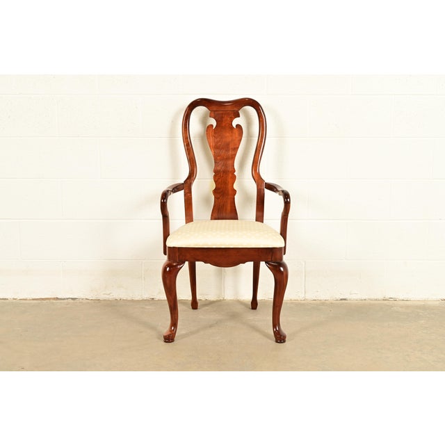 Thomasville Queen Anne Carved Solid Mahogany Armchair For Sale - Image 11 of 11