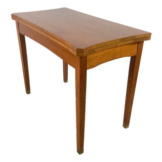 Vintage Mid-Century Console to Dining Table With Scalloped Top & Brass Sabots, 21”–78”, 1960s For Sale