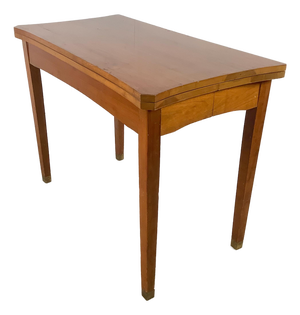 Vintage Mid-Century Console to Dining Table With Scalloped Top & Brass Sabots, 21”–78”, 1960s