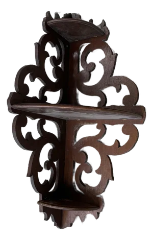 Vintage Wooden Corner Wall Shelf With Intricate Carved Design