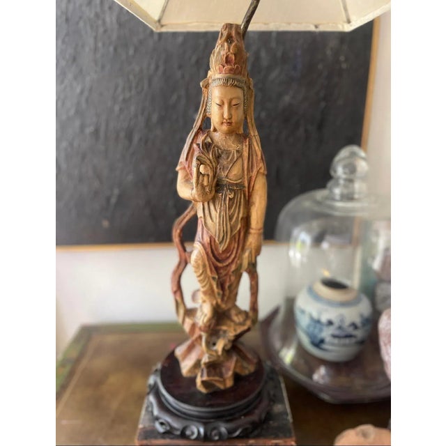Late 20th Century Antique Guanyin Asian Lamp For Sale - Image 5 of 9