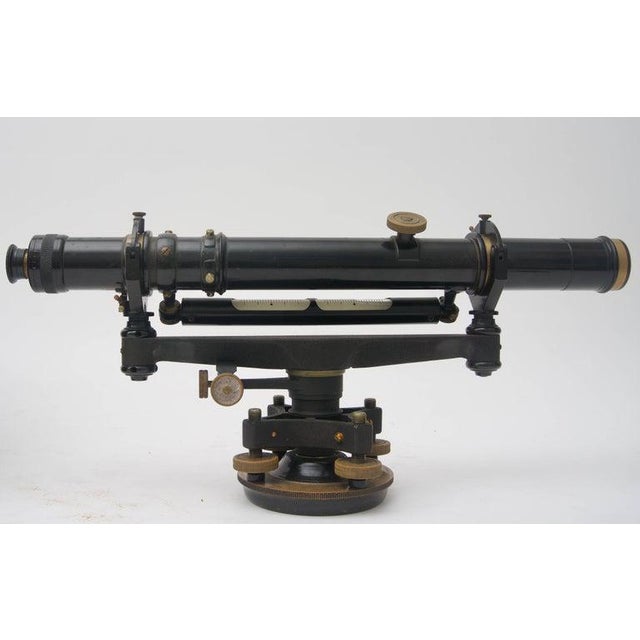 Industrial 1923 Keuffel & Esser Survey Equipment, Wood Tripod and Carry Case Serial Number 46457 For Sale - Image 3 of 13