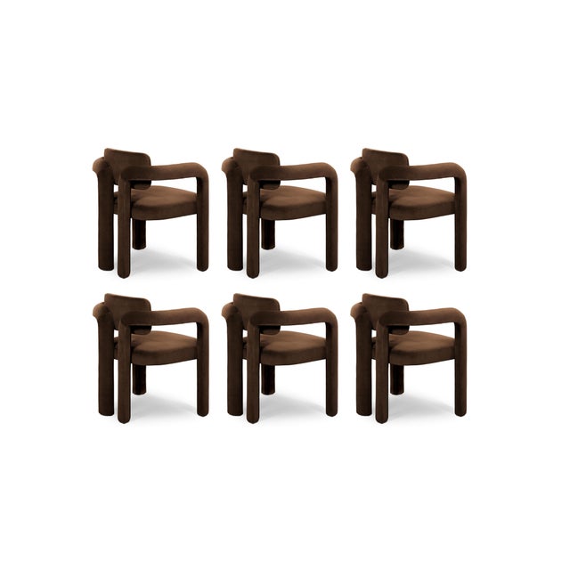 Double Arch Dining Chairs in Dark Brown Cotton Velvet from Insidherland, Set of 6 For Sale - Image 14 of 14
