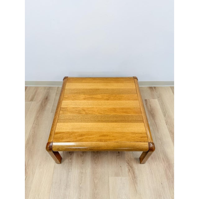 Vintage Lane Altavista Walnut Coffee Table MCM Square Blonde Wood Round Edges For Sale In Tampa - Image 6 of 12